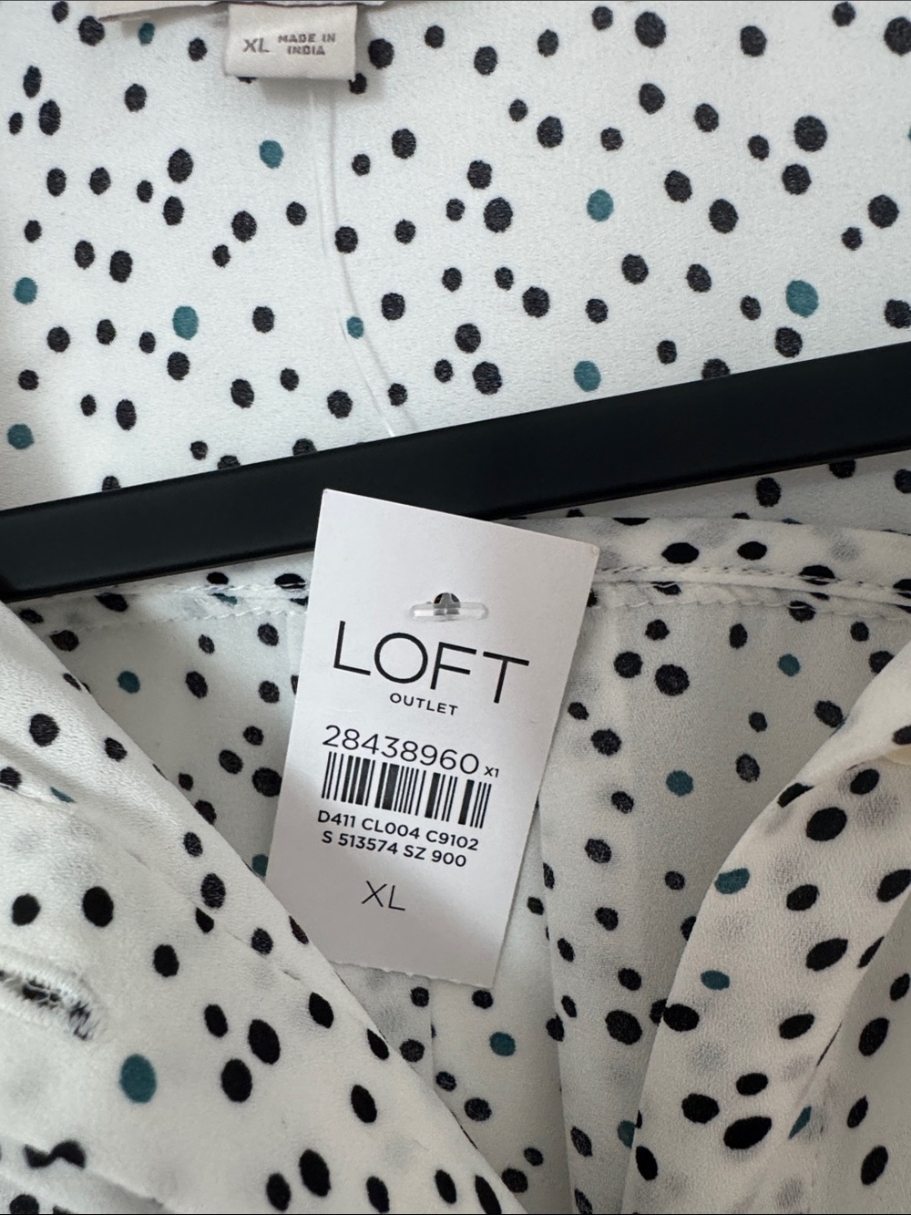 NWT LOFT White Black Polka Dot Career Office Utility Button Front Blouse XL - Picture 3 of 12